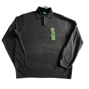 David‎ Taylor Collection Black Polo Sweater Long Sleeve Knit New L